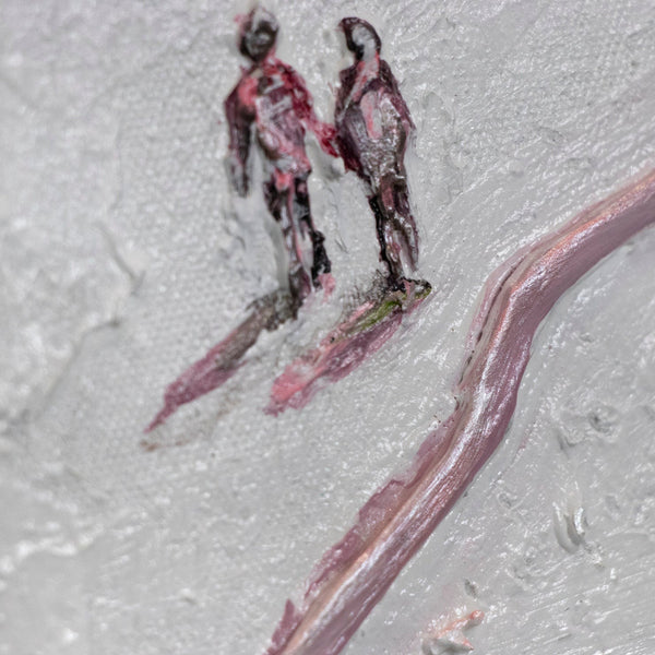 Texturierte Acrylmalerei mit goldenen Linien und Relief