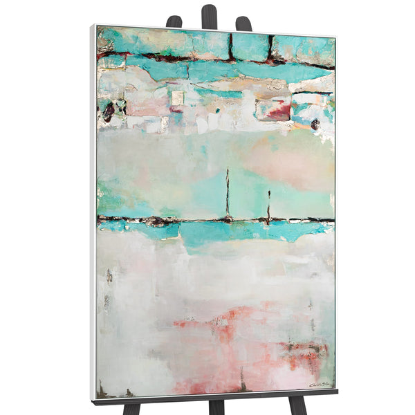 Handgeschilderd abstract kunstwerk in lijst "Silent Consonance" Unieke wanddecoratie