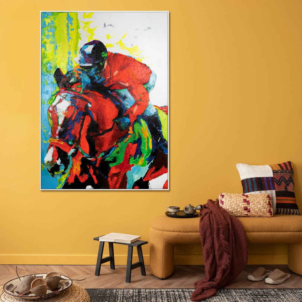 wandbild modern wohnzimmer Gemälde an Wand über schwarzem Sideboard