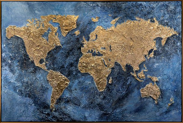 Nachtleuchtende Kunstwerke Gemälde Handgemalt mit Rahmen "Magische Karte"