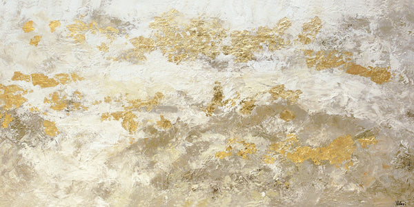 Handgeschilderd acrylcanvas “Glanzend Goud” – Luxueuze wandkunst in gouden tinten