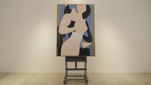 Bilder mit Rahmen abstrakt Handgemaltes Kunstwerk mit zwei Figuren Gestreifte Symphonie