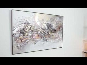 Abstract schilderij met bladgoud en lijst – Handgeschilderd structuurschilderij voor woonkamer
