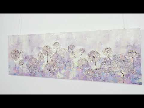 Handgeschilderd Acryl-Canvas Schilderij „Lente Begin“ in Pasteltinten