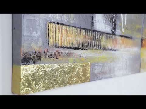 Handgeschilderd acrylcanvas “Gouden Abstractie” – Abstrakt en stijlvol wandbeeld