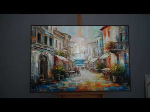 Handgeschilderd schilderij met lijst "Warm Breeze" - Schilderijen op canvas