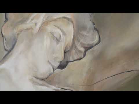 Acryl kunst op canvas „Rotterdam” – Abstract schilderij met vrouwelijke silhouet