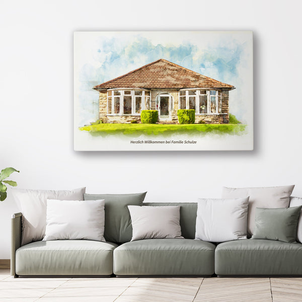 Handgeschilderde huisportretten van uw foto's | Huis schilderij schilderij acryl canvas handgeschilderd