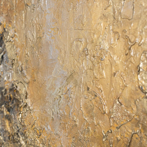 Handgemaltes Wandbild „Goldener Strom" – abstrakte Komposition in Gold, Bronze und Anthrazit, 50x70 cm