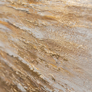 Handgefertigte Goldwellen auf Leinwand – maritime Reliefstruktur in Ochre und Bronze 