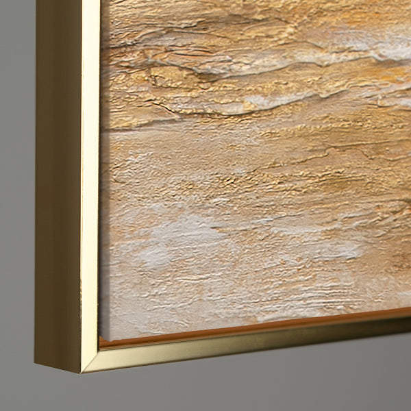 Handgemaltes maritimes Gemälde „Goldene Segel" – Segelboote in Gold & Beige, 50x70 cm mit goldenem Rahmen