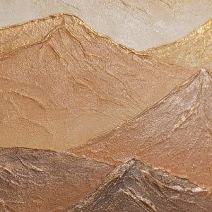 Abstraktes Berggemälde 50x70 cm – warme Erdtöne als Blickfang für Boho und Japandi Interieur