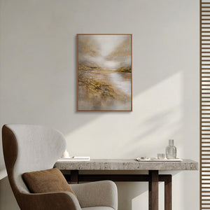 Stilles Naturgemälde im Japandi Interieur – Original Seenlandschaft kaufen bei YS-Art
