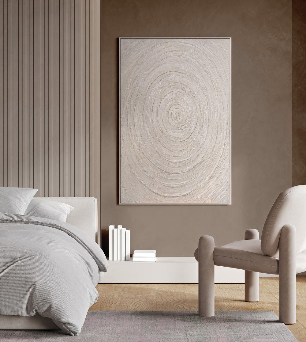Abstracte wanddecoraties Beige – Structuur schilderij modern „Echo's van de Tijd”