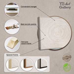 Minimalistische wanddecoratie – Acrylverfschilderij met textuur in beige met lijst "Echoes of Time"