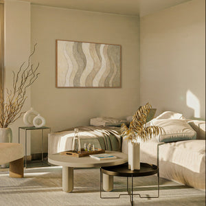 Handgeschilderde natuurlijke tinten – Moderne ingelijste canvas schilderijen “Schaduw en Zand”