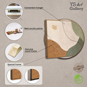 Handgeschilderd acrylkunstwerk – Moderne muurschildering in groen en beige "Het gefluister van de valleien"