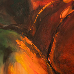 Handgemaltes Leinwandbild Naturfarben – Abstraktes Gemälde mit Rahmen „Herbsttanz“