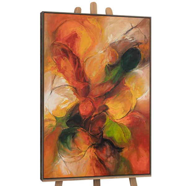 Handgemaltes Acrylbild mit Rahmen „Herbsttanz“ – Abstrakte Kunst in warmen Farbtönen