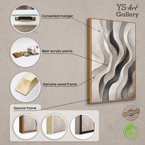 Acrylbild mit Struktur – Elegante Abstrakte Kunst in Beige & Grau „Sandwellen“