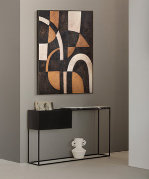 Geometrische wandkunst handgeschilderd - Acryl schilderij „Harmonie van de Bochten”