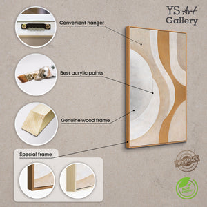 Abstract acrylschilderij in warme natuurlijke tinten - Modern ingelijst schilderij "Heat Flow"