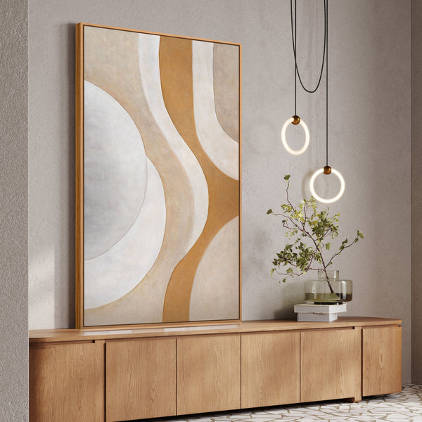 Abstract acrylschilderij in warme natuurlijke tinten - Modern ingelijst schilderij "Heat Flow"