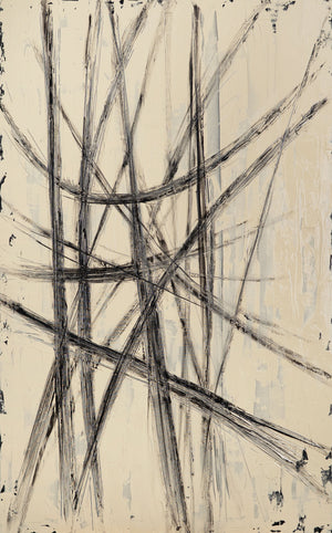 Handgemaltes Leinwandbild „Parallelen und Schnittpunkte“ – Abstrakte moderne Wanddeko