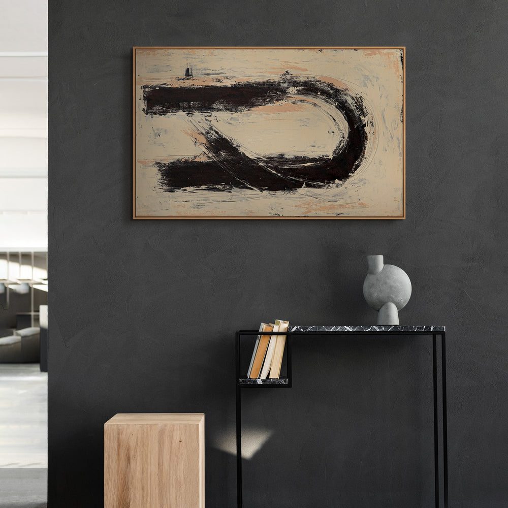 Abstracte, structurele schilderkunst met contrasten – Tijdloze canvas kunst “Stilte ertussen”