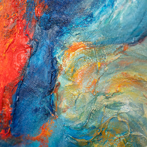 Abstrakte Leinwandkunst mit lebendiger Farbstruktur in Blau