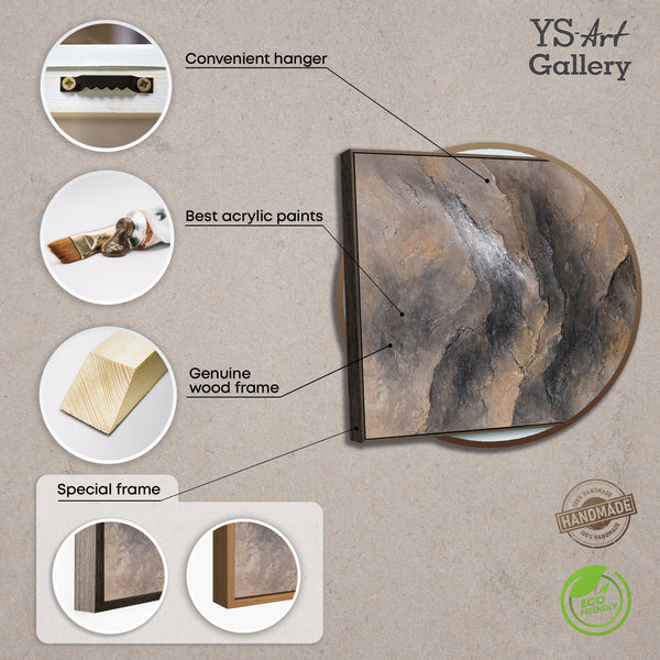 Abstraktes Gemälde in dunklen Erdtönen – Handgemalte Leinwandkunst „Dunkelheit und Morgendämmerung“