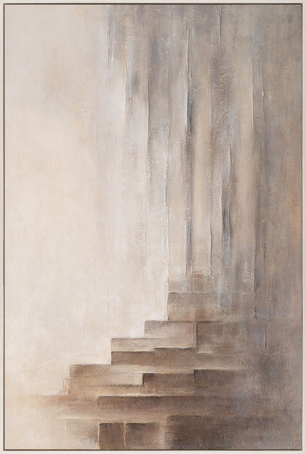 Minimalistische abstrakte Wandkunst mit Tiefe – Acrylbild mit Rahmen „Grenzen der Illusion“