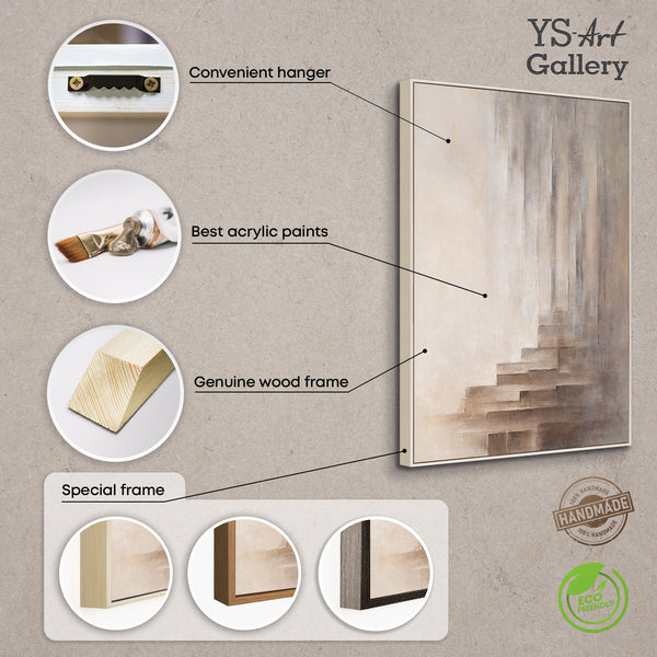 Minimalistische abstrakte Wandkunst mit Tiefe – Acrylbild mit Rahmen „Grenzen der Illusion“