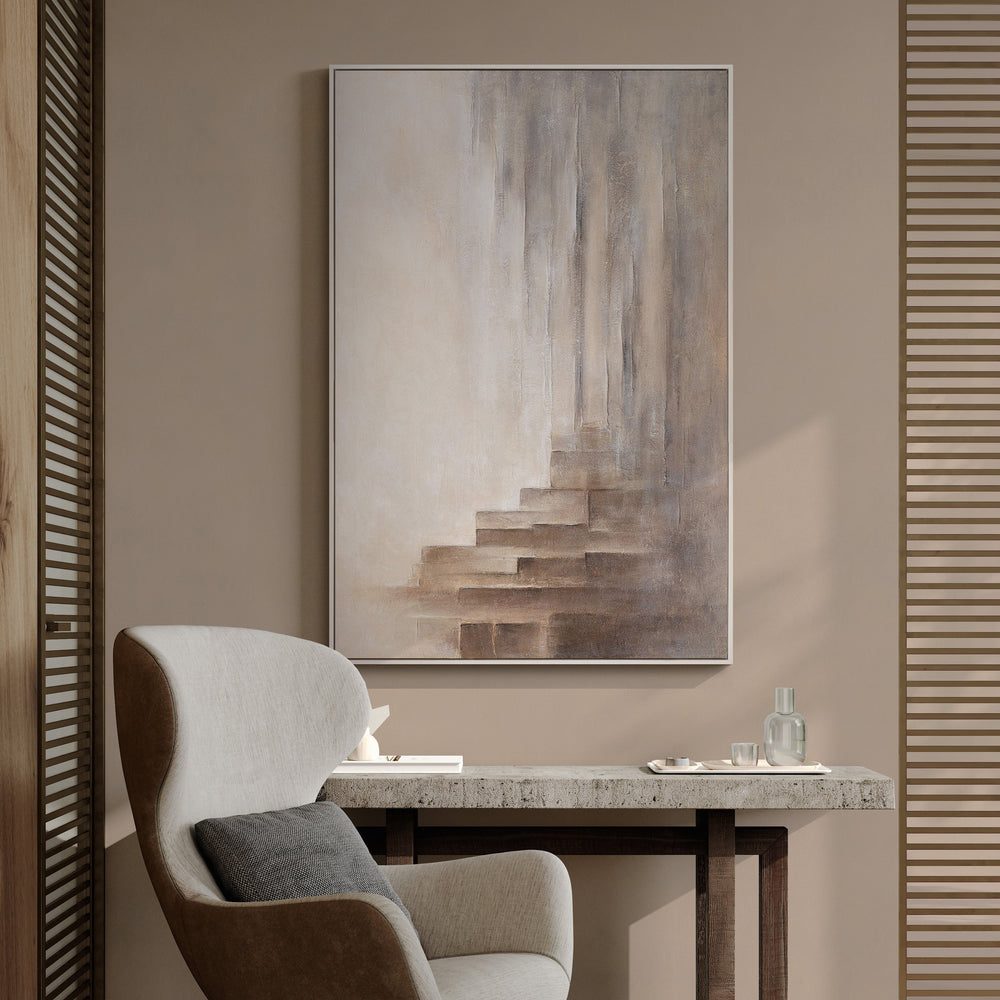 Minimalistische abstracte wanddecoratie met diepte – ingelijst acrylschilderij "Grenzen van illusie"