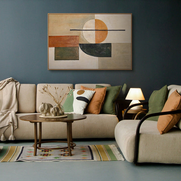 Abstraktes Wandbild in modernem Stil mit feiner Struktur und ruhiger Farbpalette