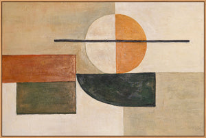 Geometrische Wandkunst auf Leinwand „Gleichgewicht“ in Naturfarben mit Rahmen