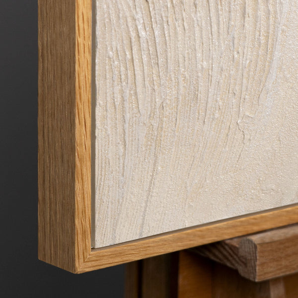 Beige Abstract Schilderij op Canvas met Reliëf – Handgeschilderde Moderne Wandkunst