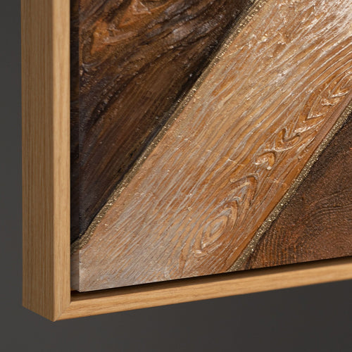 Abstract Geometrisch Structuurschilderij Op Canvas – Handgeschilderde Wanddecoratie In Aardetinten