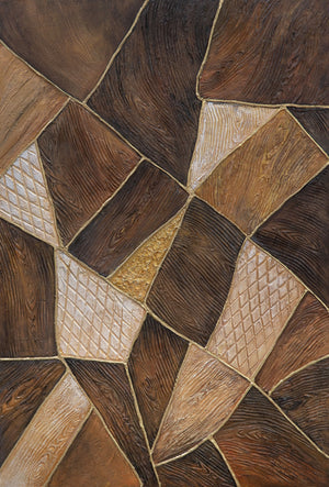 Abstraktes Gemälde „Geometrie des Goldes“ – Moderne Wandkunst mit Rahmen