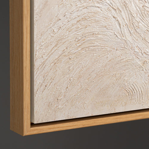 Abstract Structuurschilderij Op Canvas – Handgeschilderde Moderne Wanddecoratie In Beige