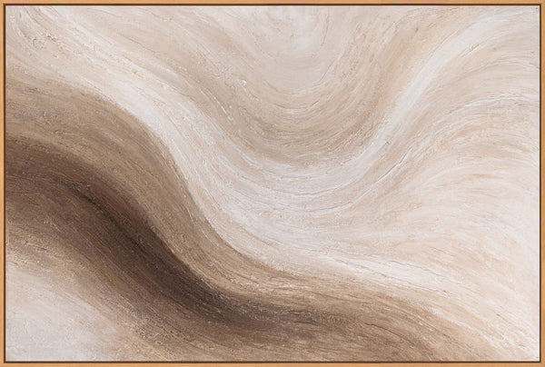 Abstraktes Gemälde im Rahmen für Wohnzimmer in Beigetönen „Wüstes Flüstern“