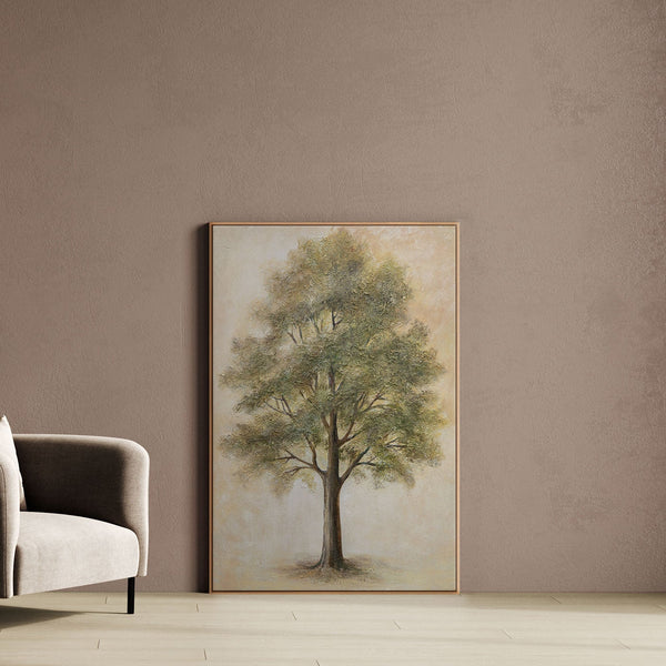 Moderne abstrakte Wandkunst in einem minimalistischen Wohnzimmer