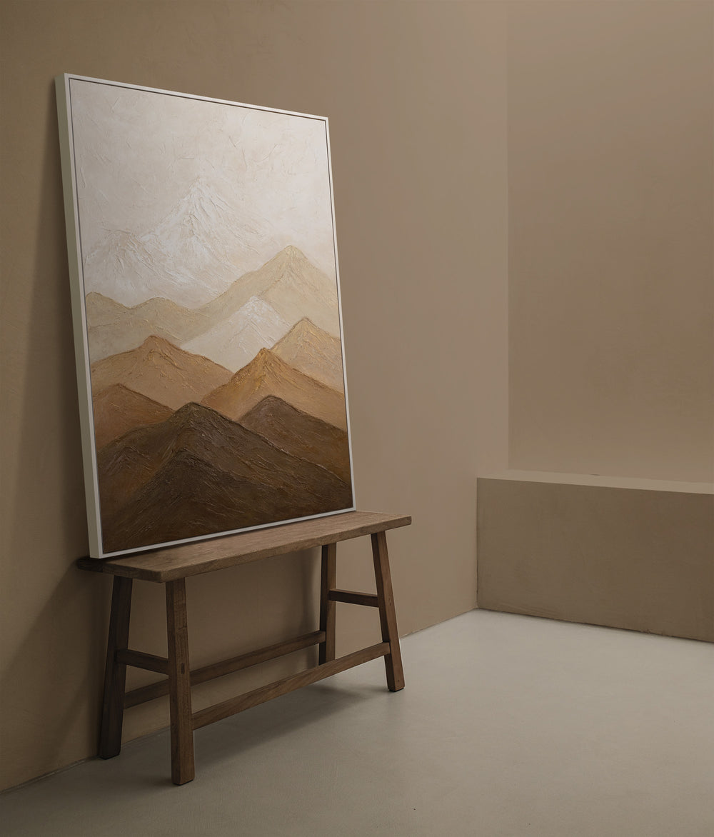 Handgeschilderd acryl schilderij "Harmonie van de lagen" – Abstracte kunst op canvas in aardetinten