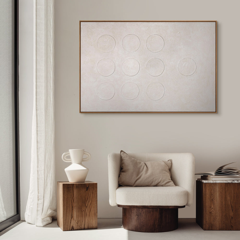 Abstracte canvasprint "White Code" in lijst – moderne wanddecoratie