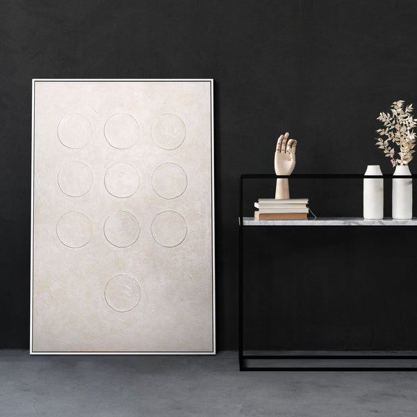 Strukturierte Acrylmalerei „Weißer Code“ – Moderne Wanddeko Wohnzimmer in Weiß