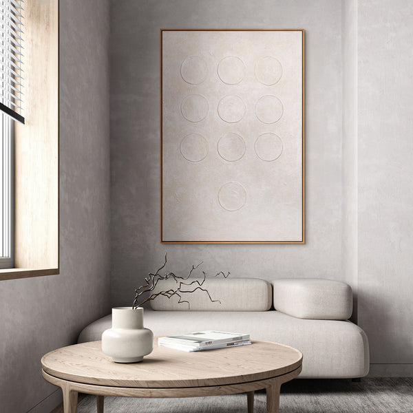 Strukturierte Acrylmalerei „Weißer Code“ – Moderne Wanddeko Wohnzimmer in Weiß