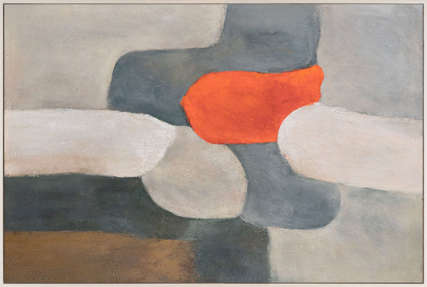 Groot schilderij voor de woonkamer: "Flaming Island" op canvas, ingelijst.