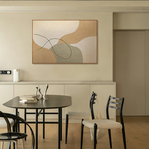 Abstracte kunst op canvas in een lijst met zachte lijnen "Verweven".