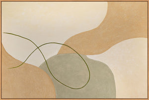 Abstracte kunst op canvas in een lijst met zachte lijnen "Verweven".