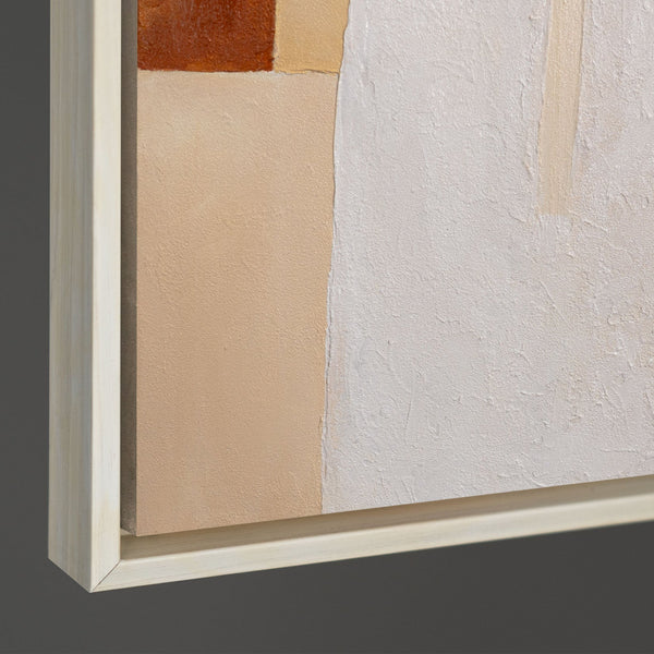 Leinwandbild mit Rahmen „Atem der Architektur“ – Abstrakte Wanddeko in Beige und Braun